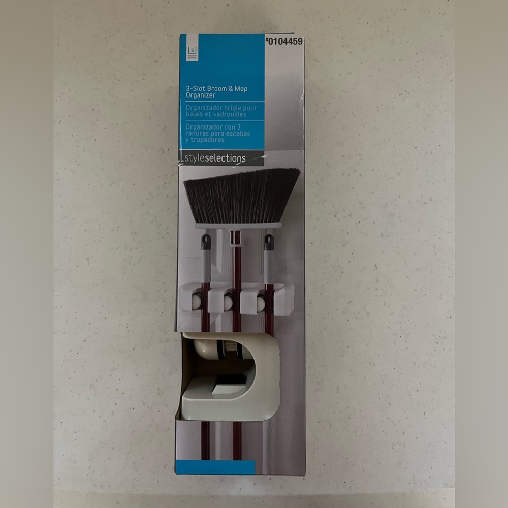 3-Slot Broom and Mop Organizer